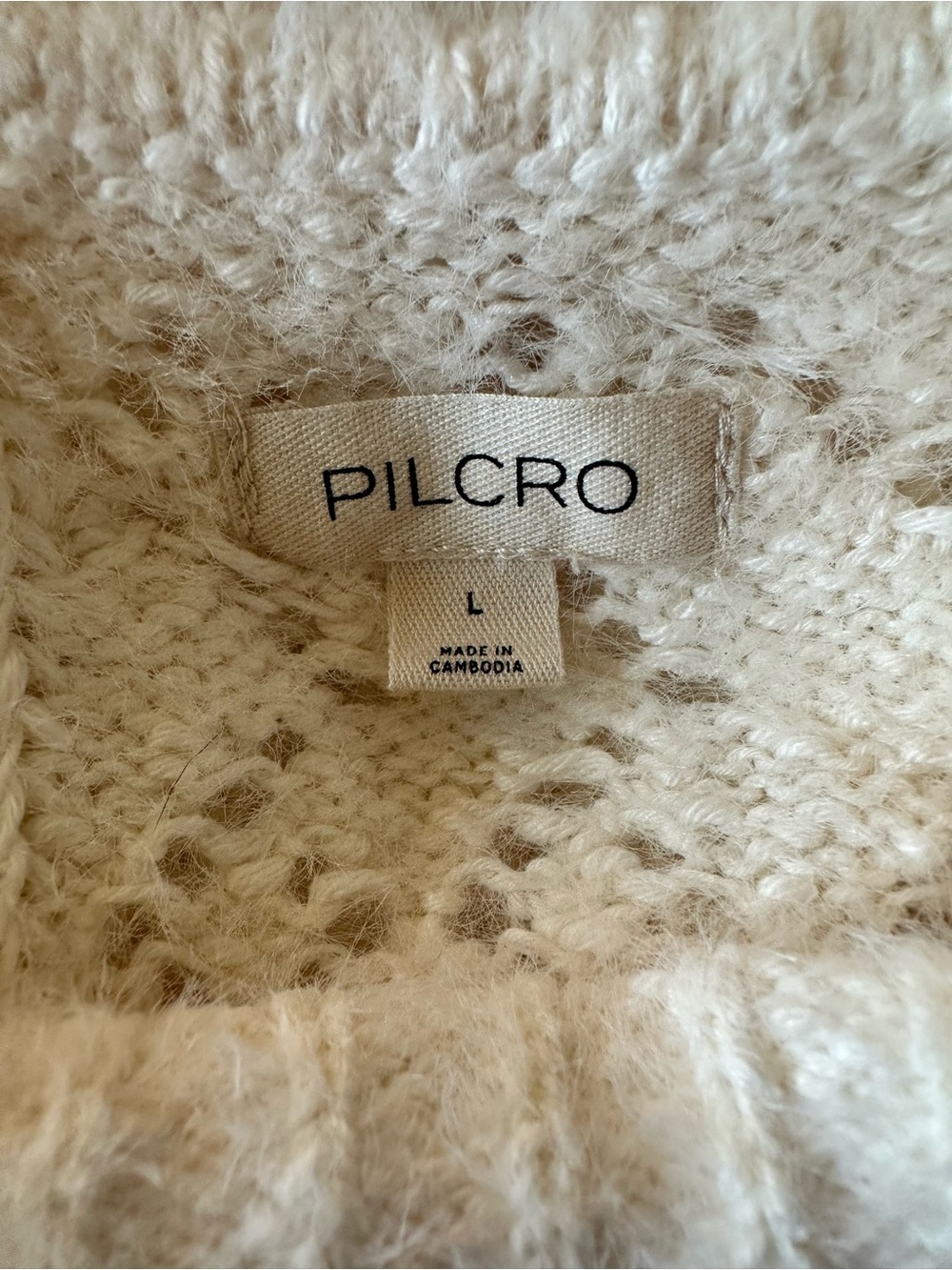 Pilcro for Anthropologie Cream Distress Stitch Longline Side Slit Sweater sz L - Picture 14 of 15